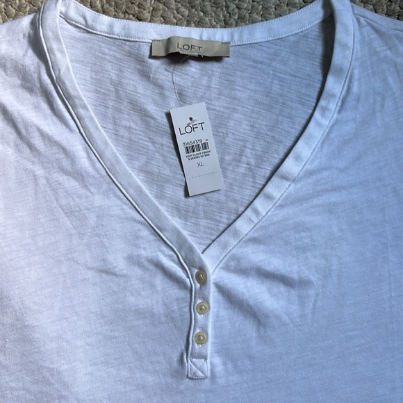 COPY - Loft -  white Henley  tee - new with tag - Picture 2 of 3